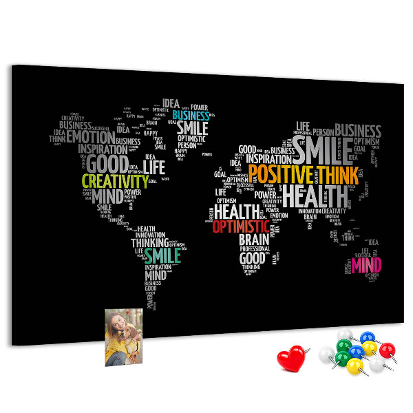Cork display board Positive world map