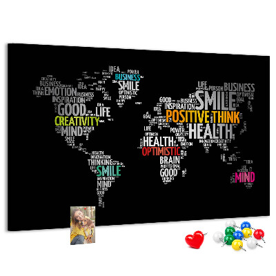 Cork display board Positive world map