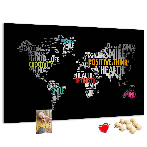 Cork display board Positive world map