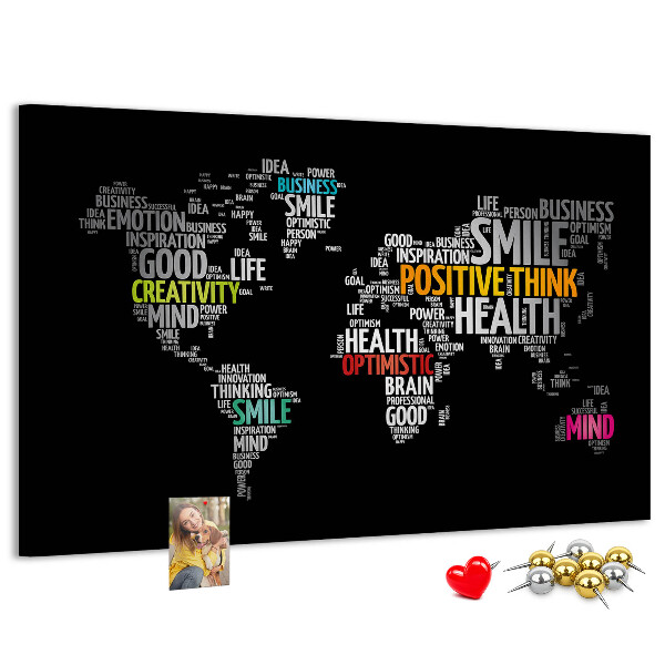 Cork display board Positive world map
