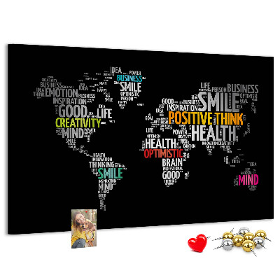 Cork display board Positive world map