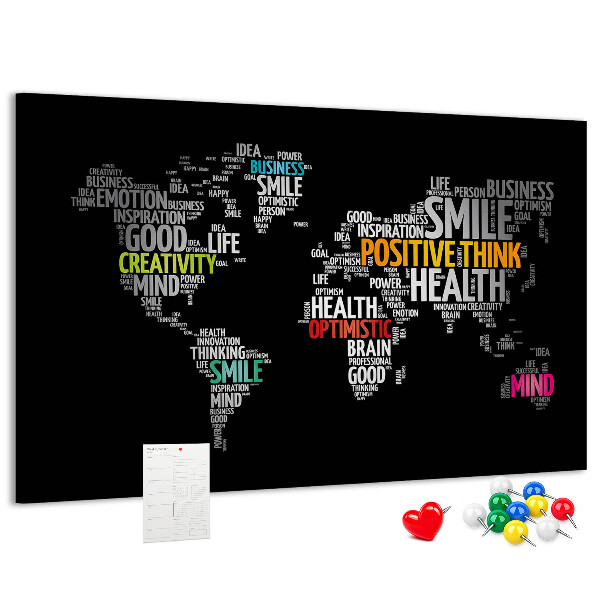 Cork display board Positive world map