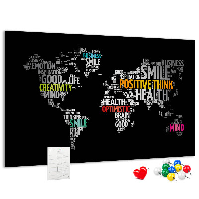 Cork display board Positive world map