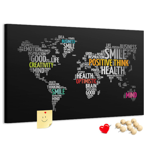 Cork display board Positive world map