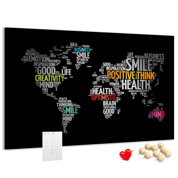Cork display board Positive world map