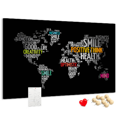 Cork display board Positive world map