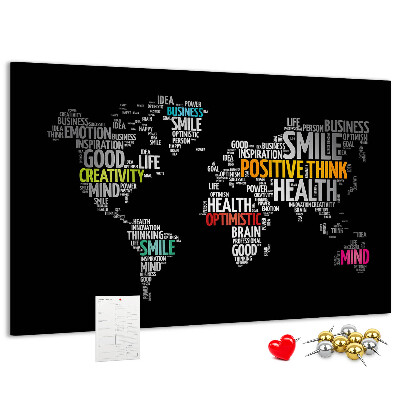 Cork display board Positive world map