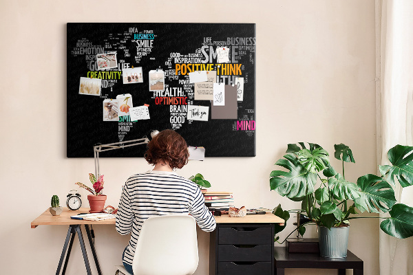 Cork display board Positive world map