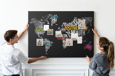 Cork display board Positive world map