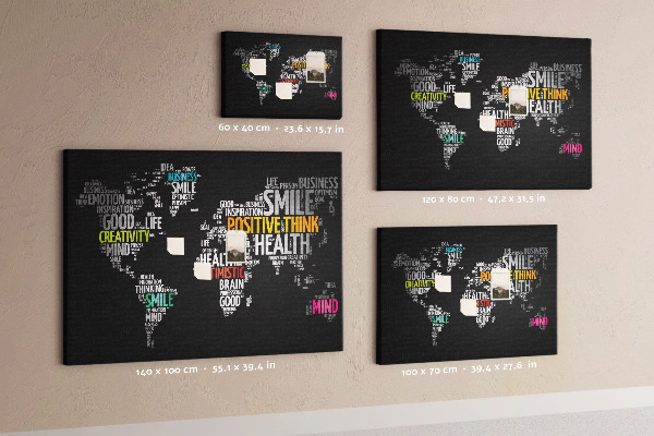 Cork display board Positive world map
