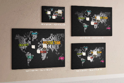 Cork display board Positive world map