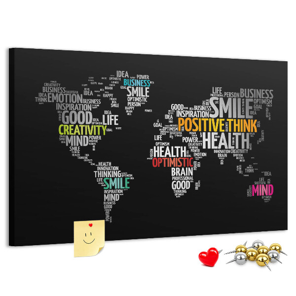 Cork display board Positive world map