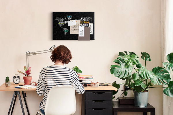 Cork display board Positive world map