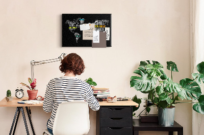 Cork display board Positive world map