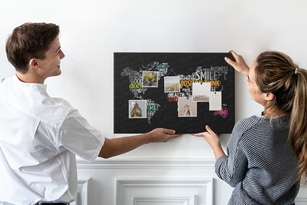 Cork display board Positive world map