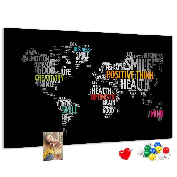 Cork display board Positive world map