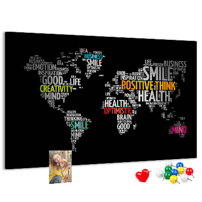 Cork display board Positive world map