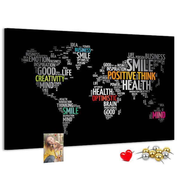 Cork display board Positive world map