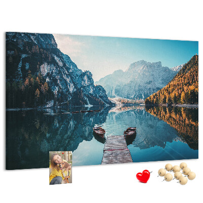 Cork display board Boats on the lake