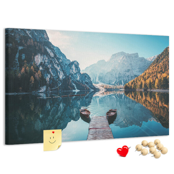Cork display board Boats on the lake