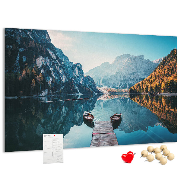 Cork display board Boats on the lake