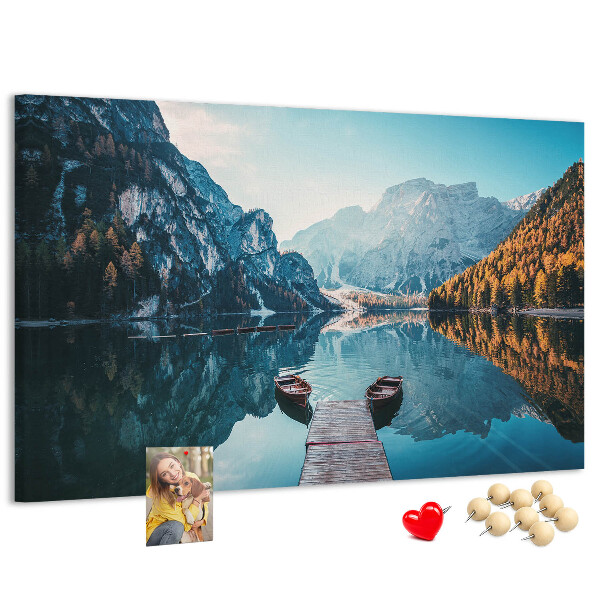 Cork display board Boats on the lake