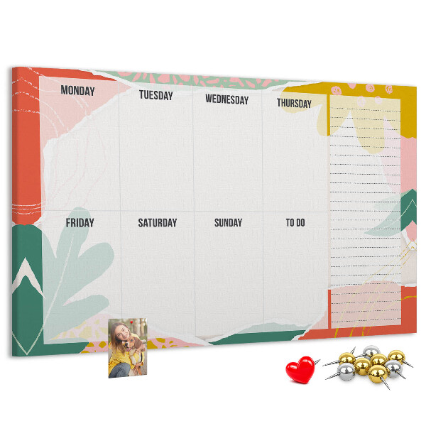 Cork display board Simple weekly planner