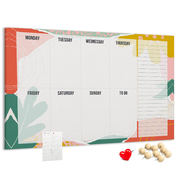 Cork display board Simple weekly planner