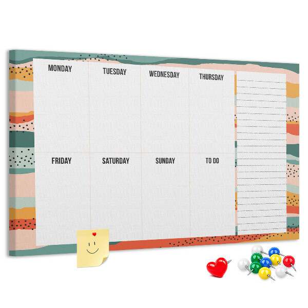 Cork display board Retro weekly planner