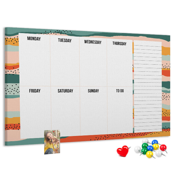 Cork display board Retro weekly planner