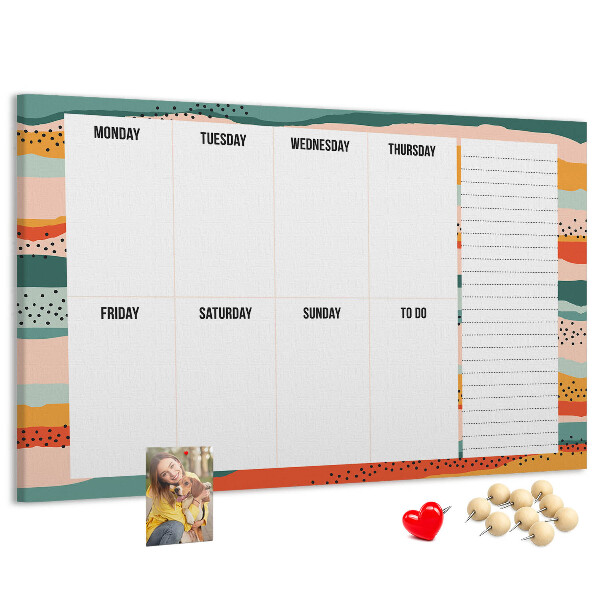 Cork display board Retro weekly planner