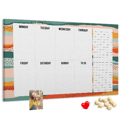 Cork display board Retro weekly planner