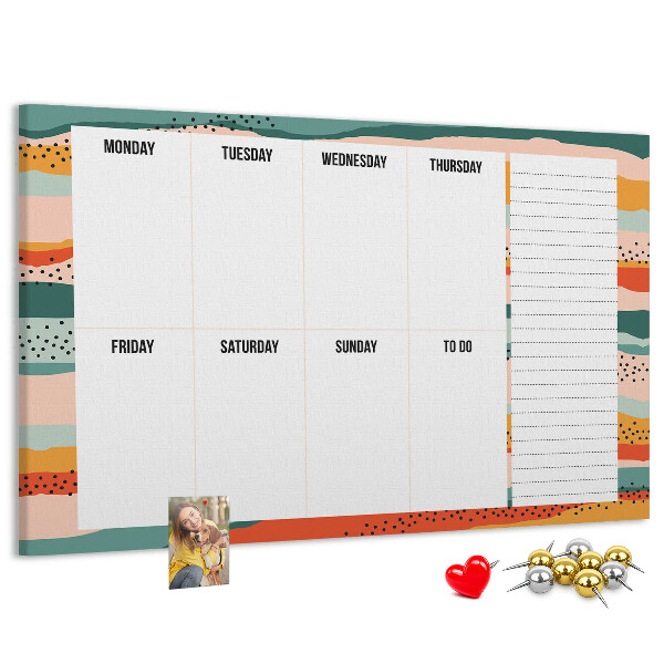 Cork display board Retro weekly planner