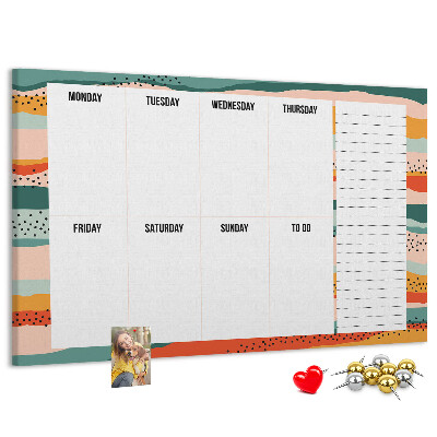 Cork display board Retro weekly planner