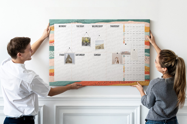 Cork display board Retro weekly planner