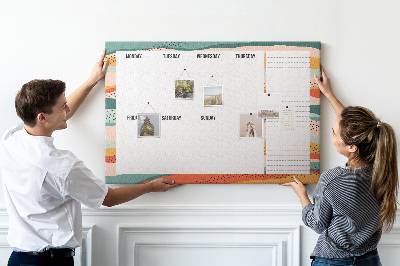 Cork display board Retro weekly planner
