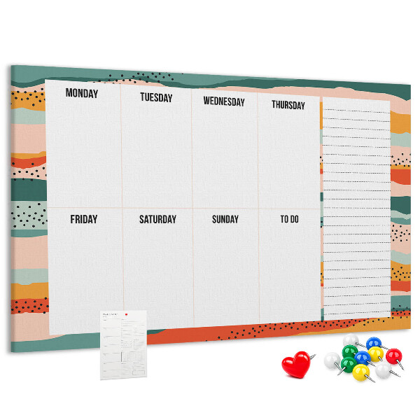 Cork display board Retro weekly planner