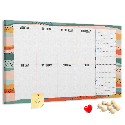 Cork display board Retro weekly planner