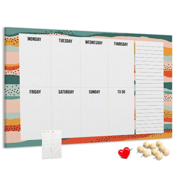 Cork display board Retro weekly planner