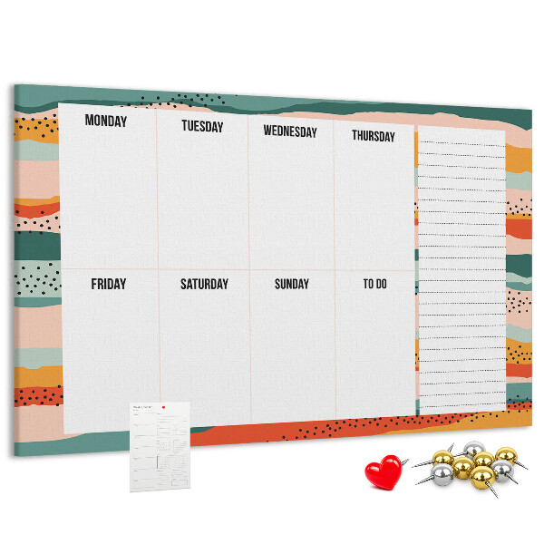Cork display board Retro weekly planner