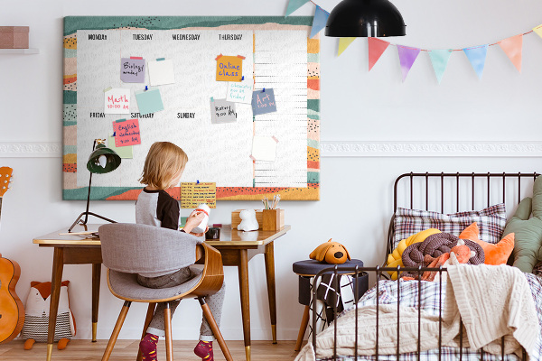 Cork display board Retro weekly planner