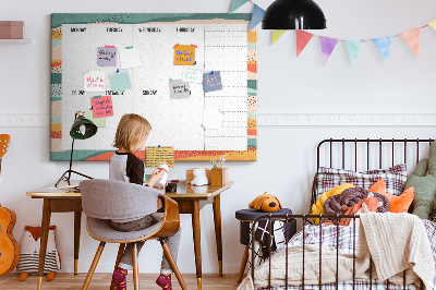 Cork display board Retro weekly planner