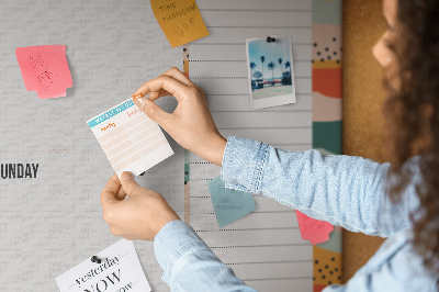 Cork display board Retro weekly planner