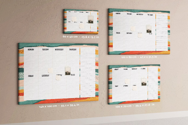 Cork display board Retro weekly planner