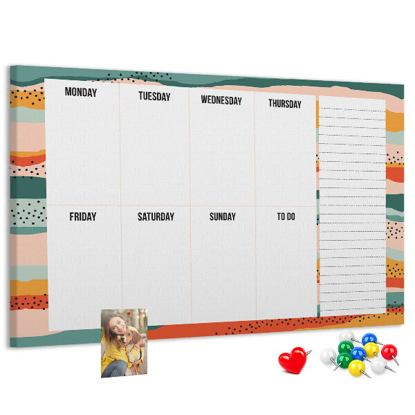 Cork display board Retro weekly planner