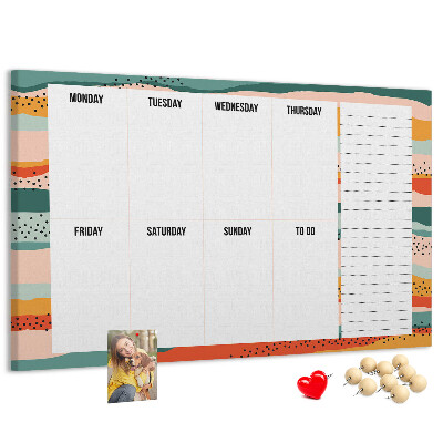 Cork display board Retro weekly planner