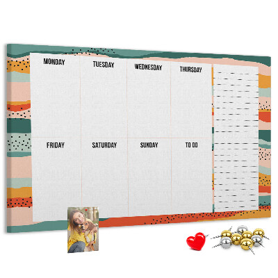 Cork display board Retro weekly planner
