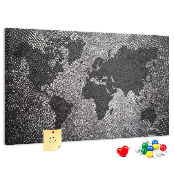Cork board Concrete world map