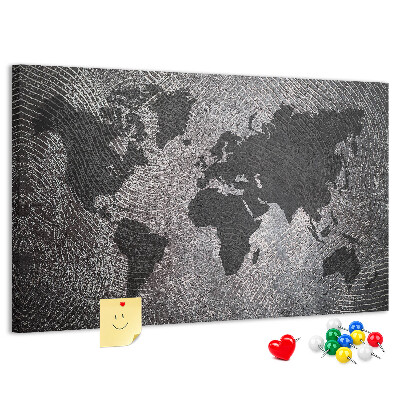 Cork board Concrete world map
