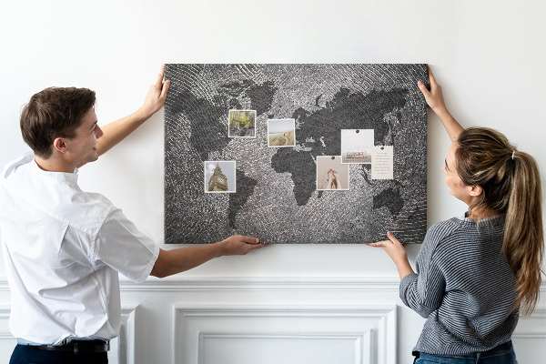 Cork board Concrete world map